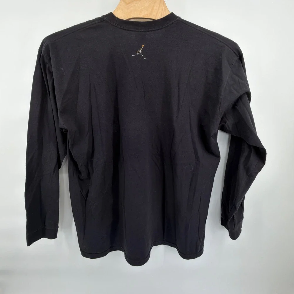 Vintage Nike Air Jordan Wings Logo Long Sleeve Shirt Black 23 Size XXL FA01 Y2K